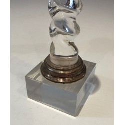 Pair of Modernist Twisted Lucite and Silver-Plated Candlesticks, French circa 1970