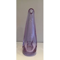 Modernist Amethyst-Tinted Pear-Shaped Art Glass Vase, French circa 1970
