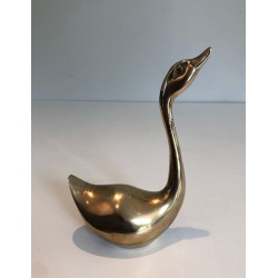 Pair of Polished Brass Swan Sculptures, French circa 1970