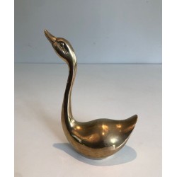 Pair of Polished Brass Swan Sculptures, French circa 1970