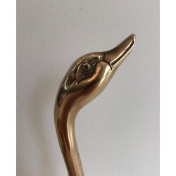 Pair of Polished Brass Swan Sculptures, French circa 1970