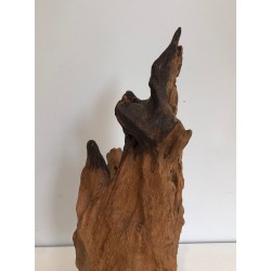 Paire de Vases en Bois Flotté et Verre Soufflé, France vers 1980