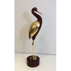 Oiseau Décoratif en Bois Exotique et Laiton
