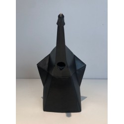Modernist Black Ceramic Elephant Pitcher, French circa 1970