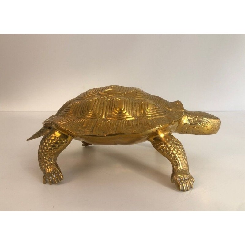 Decorative Polished Brass Turtle Sculpture, French circa 1970