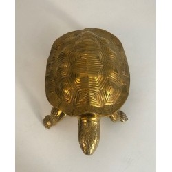 Decorative Polished Brass Turtle Sculpture, French circa 1970