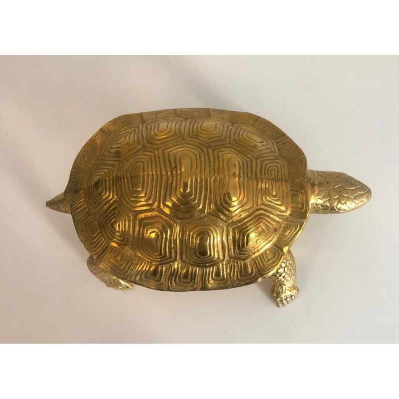 Decorative Polished Brass Turtle Sculpture, French circa 1970