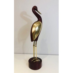 Oiseau Décoratif en Bois Exotique et Laiton