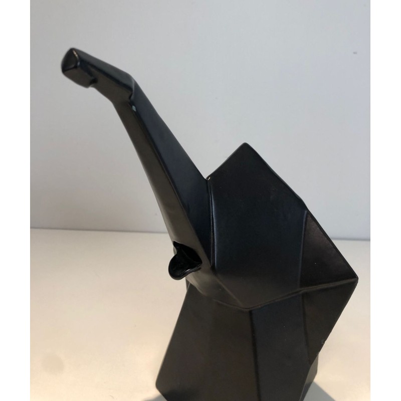 Modernist Black Ceramic Elephant Pitcher, French circa 1970