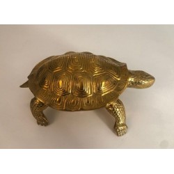 Decorative Polished Brass Turtle Sculpture, French circa 1970