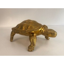 Decorative Polished Brass Turtle Sculpture, French circa 1970