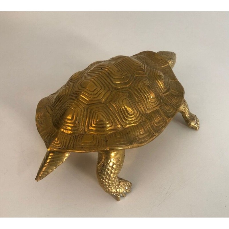 Decorative Polished Brass Turtle Sculpture, French circa 1970