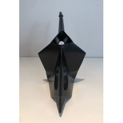 Modernist Black Ceramic Elephant Pitcher, French circa 1970