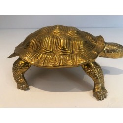 Decorative Polished Brass Turtle Sculpture, French circa 1970