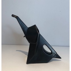 Modernist Black Ceramic Elephant Pitcher, French circa 1970