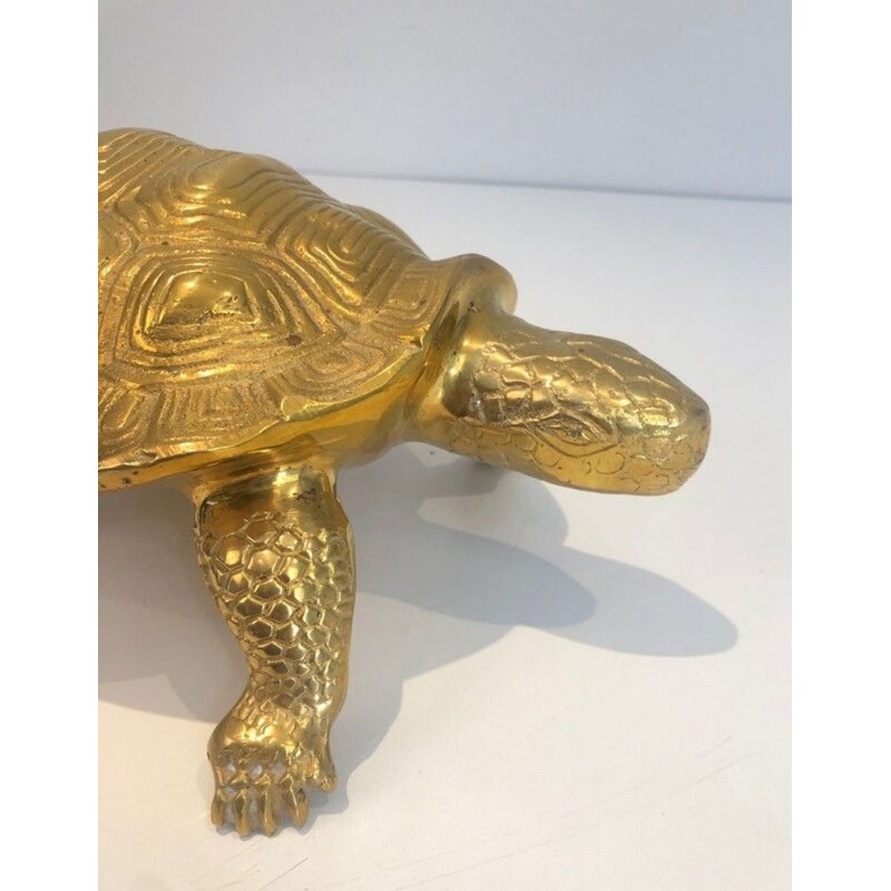 Decorative Polished Brass Turtle Sculpture, French circa 1970