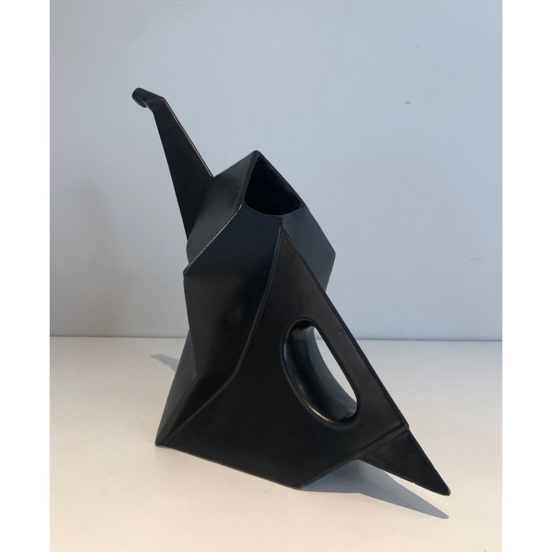 Modernist Black Ceramic Elephant Pitcher, French circa 1970