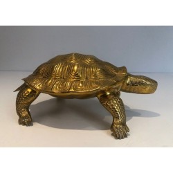 Decorative Polished Brass Turtle Sculpture, French circa 1970