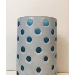 Modernist Overlay Glass Vase with Polka Dot Pattern in White and Teal, Italian circa 1970