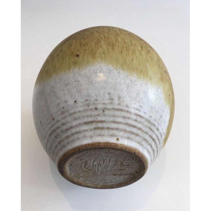 Stoneware Soliflore Vase by Edouard Chapallaz, Duillier, Switzerland, circa 1950