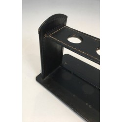 Modernist Black Leather Pipe Holder by Jacques Adnet, French circa 1950