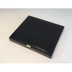 Grande Boîte Range-Documents en Cuir Noir et Laiton