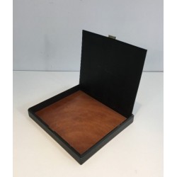 Grande Boîte Range-Documents en Cuir Noir et Laiton