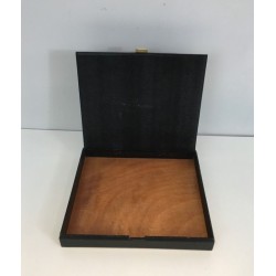 Grande Boîte Range-Documents en Cuir Noir et Laiton