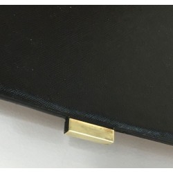 Grande Boîte Range-Documents en Cuir Noir et Laiton