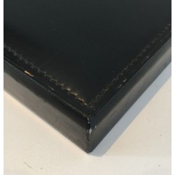 Grande Boîte Range-Documents en Cuir Noir et Laiton