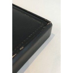 Grande Boîte Range-Documents en Cuir Noir et Laiton