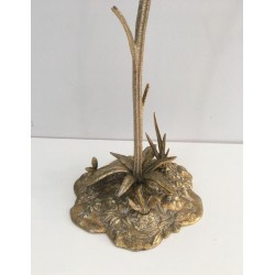 Decorative Gilded Bronze Sunflower Sculpture on Naturalistic Stem, French circa 1960