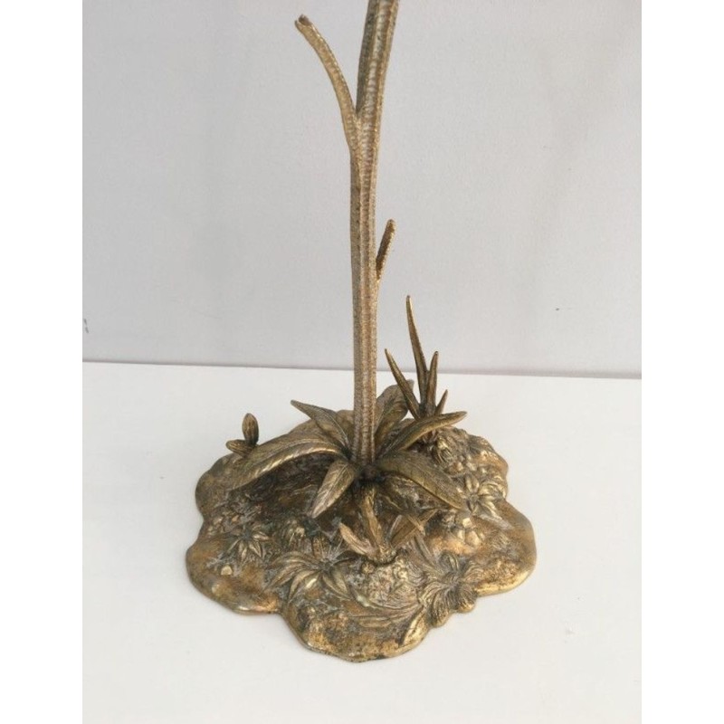 Decorative Gilded Bronze Sunflower Sculpture on Naturalistic Stem, French circa 1960