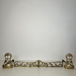 Paire de Chenets Art Nouveau en Bronze à Décors de Fleurs et Feuillages, vers 1900