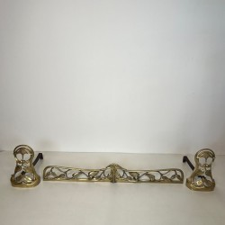 Paire de Chenets Art Nouveau en Bronze à Décors de Fleurs et Feuillages, vers 1900