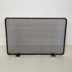 Modernist Brass Fireplace Screen with Op-Art Wave-Patterned Wire Mesh, French circa 1970
