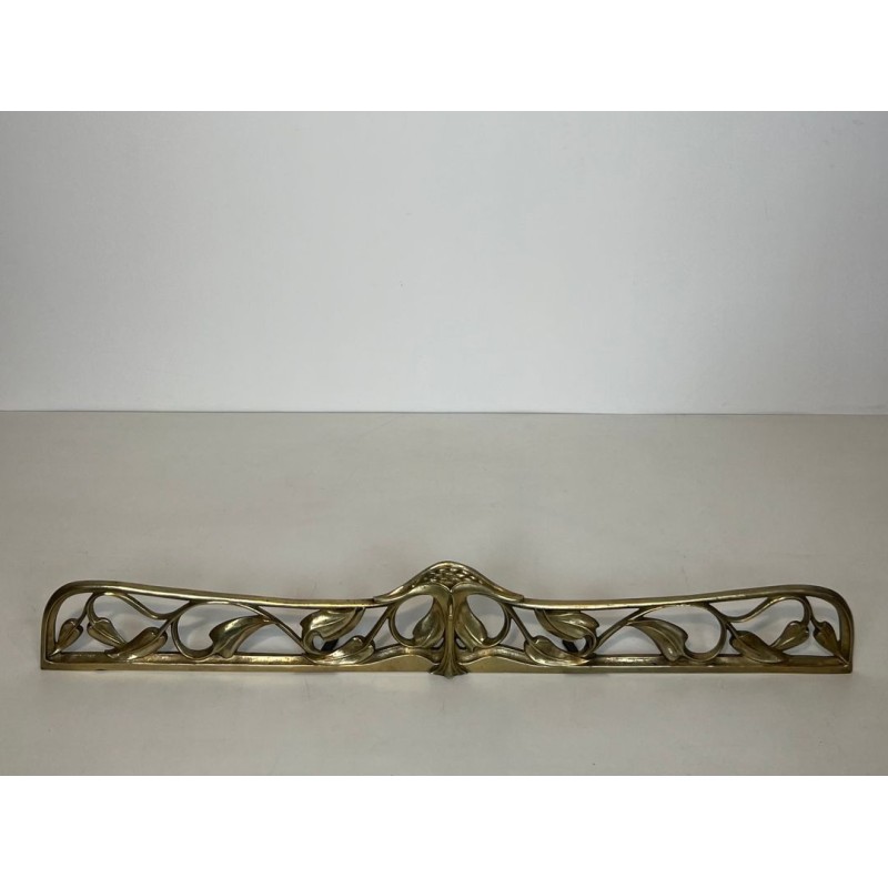 Paire de Chenets Art Nouveau en Bronze à Décors de Fleurs et Feuillages, vers 1900