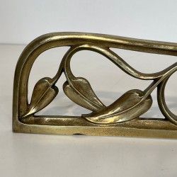 Paire de Chenets Art Nouveau en Bronze à Décors de Fleurs et Feuillages, vers 1900