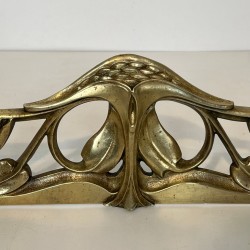 Paire de Chenets Art Nouveau en Bronze à Décors de Fleurs et Feuillages, vers 1900
