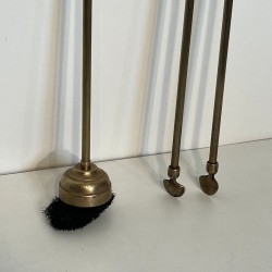Neoclassical Brass Fireplace Companion Set with Pine Cone Finials, in the Style of Maison Baguès, circa 1970