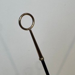 Modernist Black Lacquered Metal Fireplace Companion Set with Fan-Spread Tools, French circa 1970