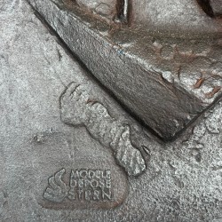 Modernist Cast Iron Fireback “Les Voiliers” (Sailboats), Signed Menemus, Foundry Stern, circa 1970