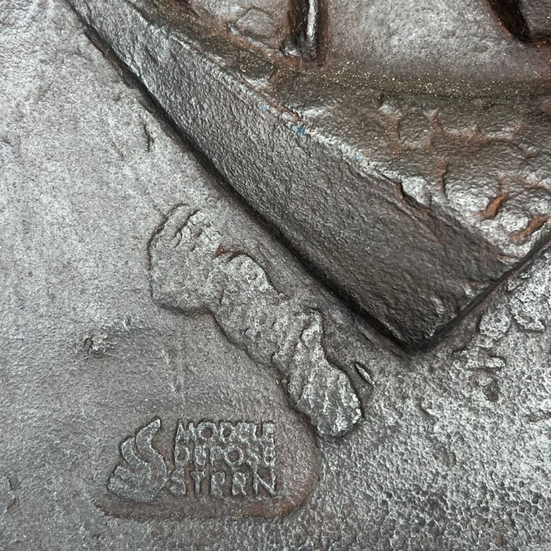 Plaque de Cheminée en Fonte « Les Voiliers », Signée Menemus, Fonderie Stern, vers 1970