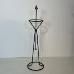 Modernist Brushed Steel and Brass Fireplace Companion Set, French circa 1970