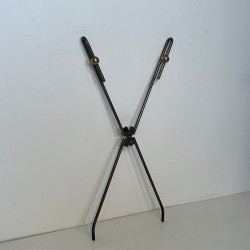 Modernist Brushed Steel and Brass Fireplace Companion Set, French circa 1970