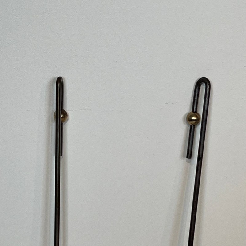 Nécessaire de Cheminée Moderniste en Acier Brossé et Laiton, vers 1970