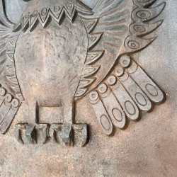 Grande Plaque de Cheminée en Fonte, Chouette aux Ailes Déployées, Signée Lucas, Fondeur Stern, vers 1970