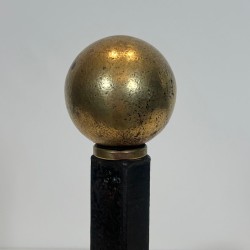 Paire de Chenets Modernistes en Acier et Laiton à Boule par Jacques Adnet, vers 1940