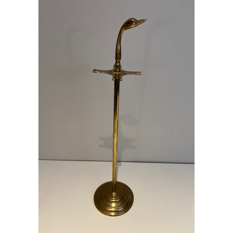 Nécessaire de Cheminée en Laiton à Tête de Canard dans le Goût de Maison Jansen, vers 1970