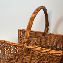 Grand Panier à Bûches en Rotin à Anse Cintrée, vers 1970
